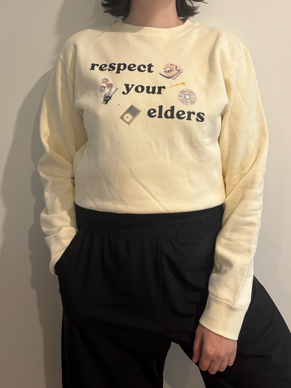 Respect Your Elders Pre Shrunk Crewneck Sweatshirt M Medium Millennial CD